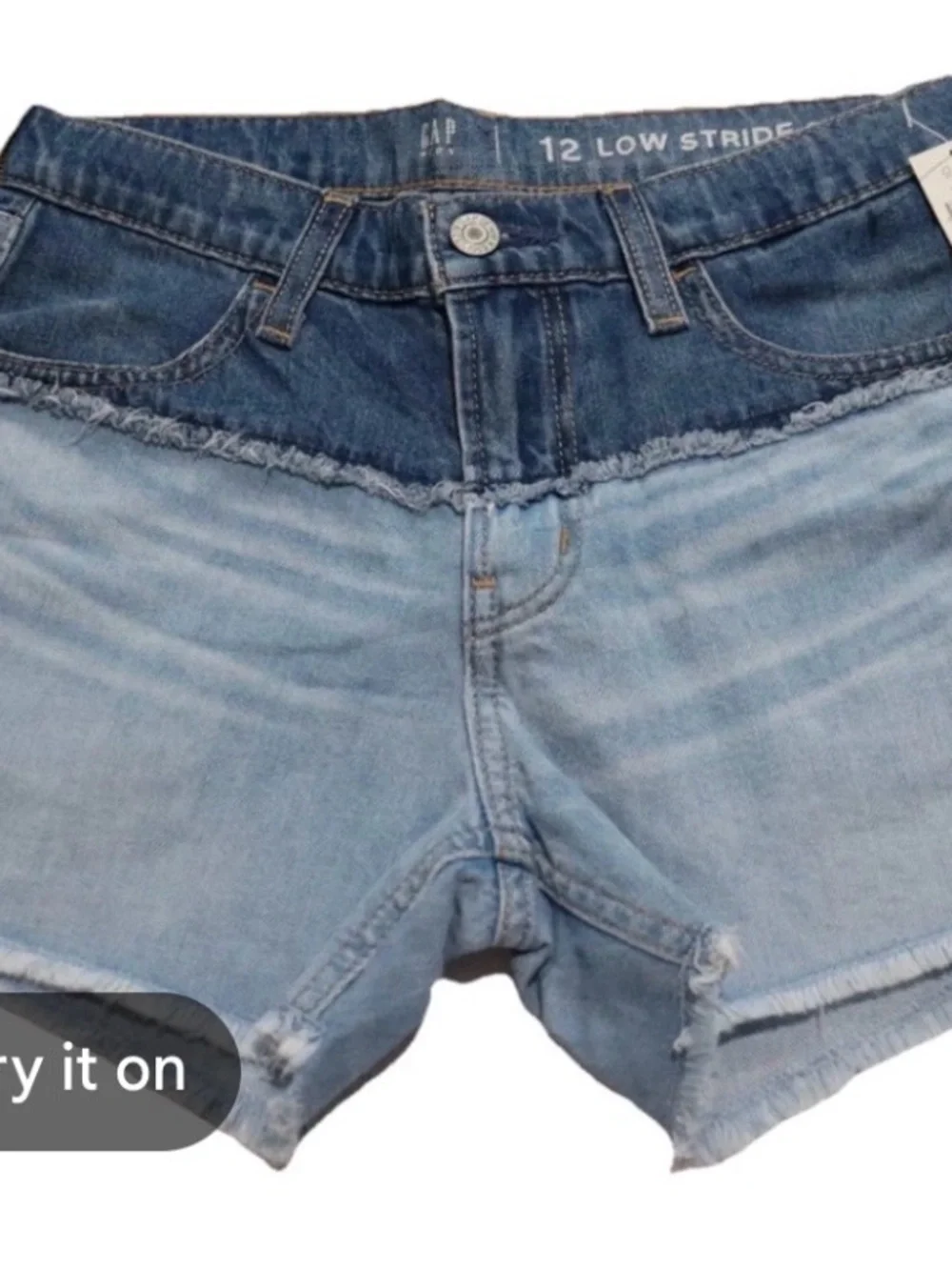 GAP Two-Tone Light and Dark Blue Denim Low-Rise Shorts